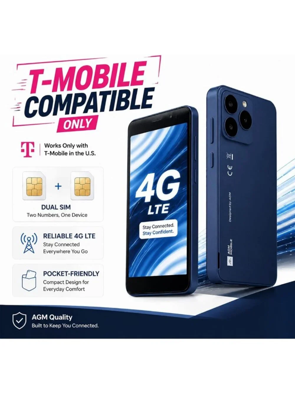 Compact Android Mini Phone, 16GB Storage, 4G LTE, Removable 3000mAh Battery